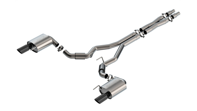 Borla 2024 Ford Mustang GT 5.0L V8 w/o Active Exhaust S-Type Cat-Back Exhaust System - Black Chrome Main image