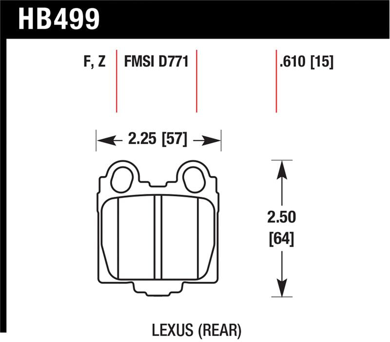 Hawk 00-05 Lexus IS300 HPS Street Rear Brake Pads diagram