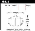 HB132 brake pad specifications for Humber, MG, Saab, Singer, Vauxhall