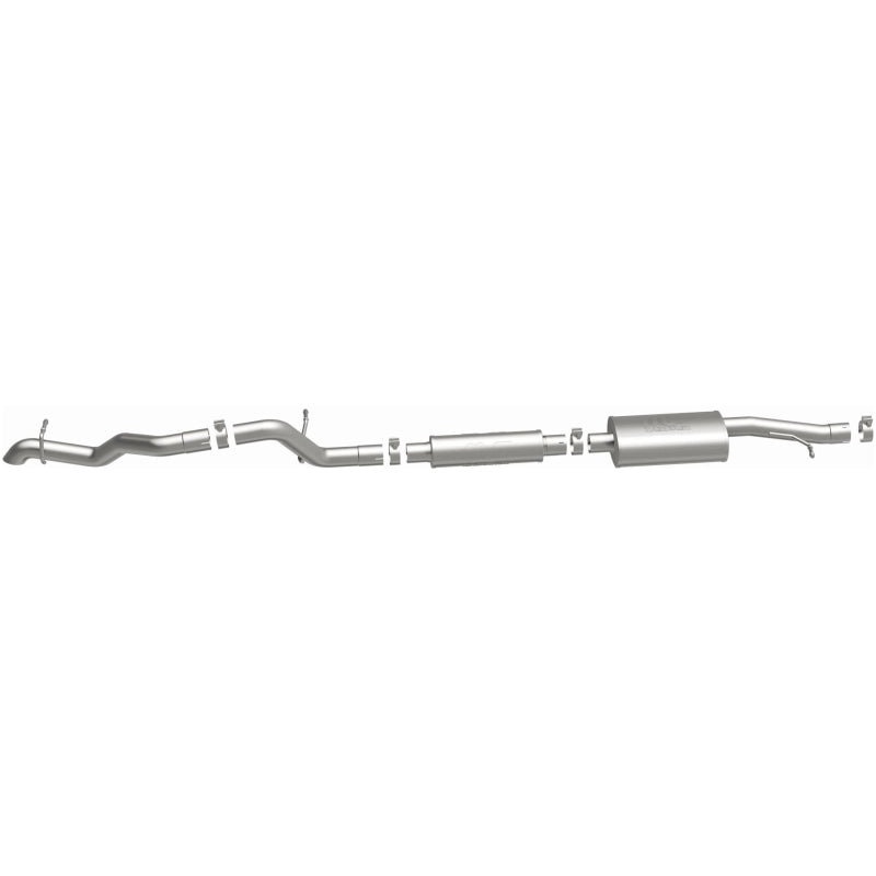 MagnaFlow 12-18 Jeep Wrangler 2.5in Overland Series Cat-Back Exhaust system for offroad performance upgrades.