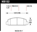 Hawk Mazda RX-7 HPS Street Front Brake Pads dimensions diagram