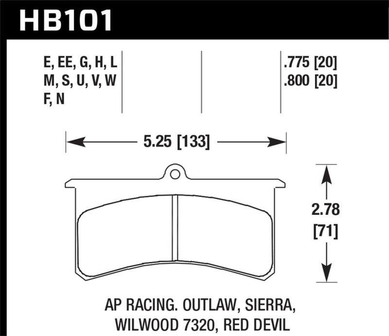 Hawk AP Racing Essex / Brakeman / CNC / Coleman / Outlaw / Wilwood HT-10 Race Brake Pads Secondary image