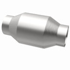MagnaFlow Conv Univ 2.5in Inlet/Outlet Center/Center Round catalytic converter for offroad performance upgrades.