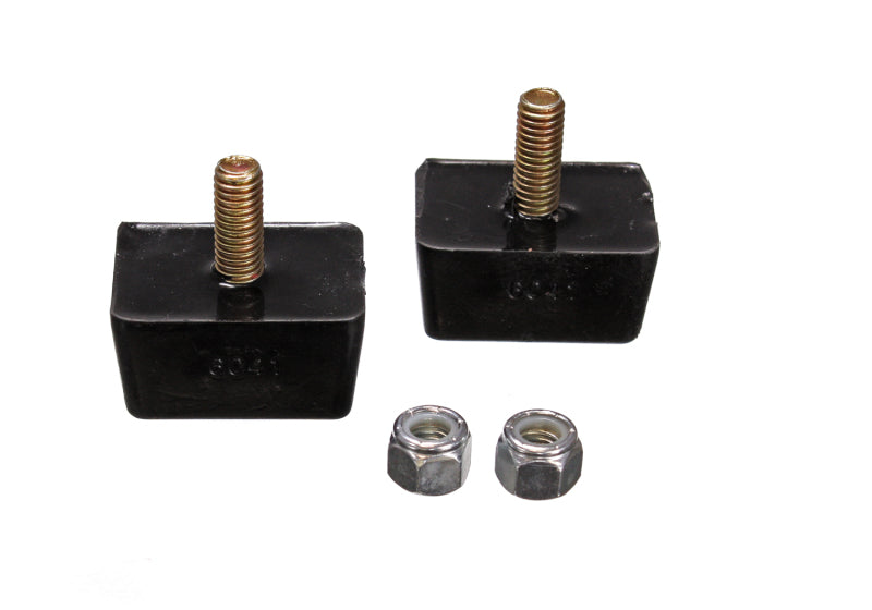 Energy Suspension Univ Blk 7/8in H x 1-7/8in L x 1-3/8in W Low Profile Rectangular Bump Stops (2 ea) for offroad performance upgrades.