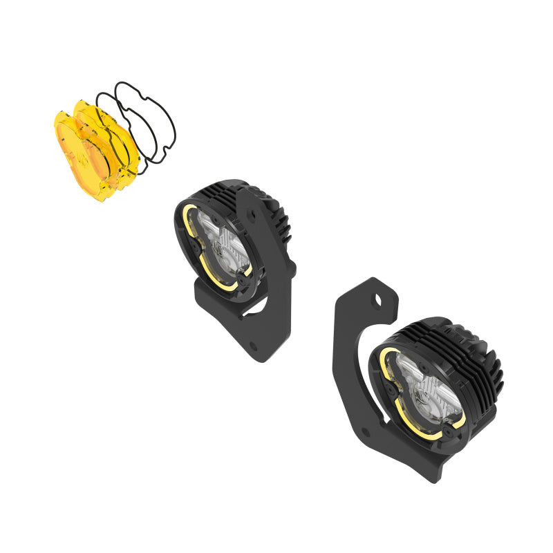 KC HiLiTES FLEX ERA 3 Dual Mode SAE Fog Lights - 2-Light Master Kit for Jeep JK/JL/JT Steel Bumpers with lens components