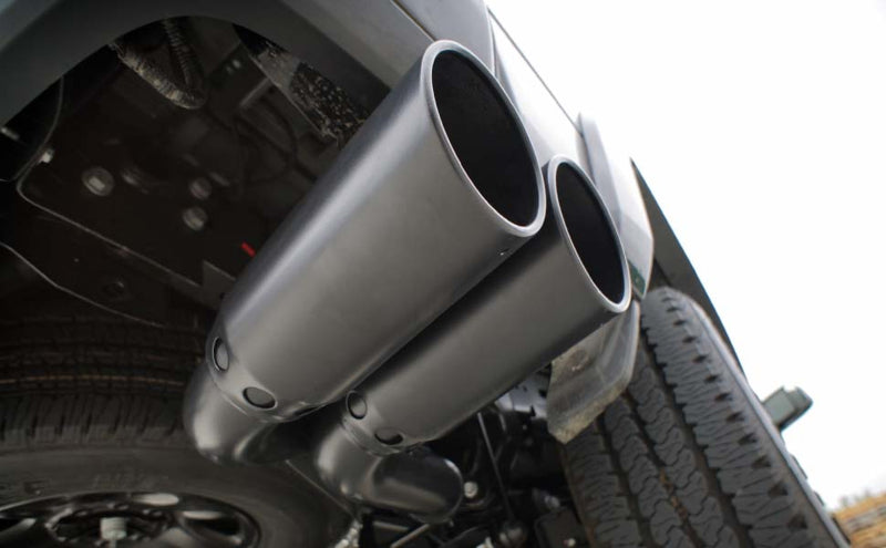 MagnaFlow 2024+ Chevy Silverado 2500HD/3500HD Black Series Filter-Back Performance Exhaust view from under the truck.