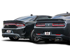 Borla 15-16 Dodge Challenger Hellcat 6.2L V8 ATAK w/ Valve Simulator CB Exhaust Factory Valance, rear view of two cars.