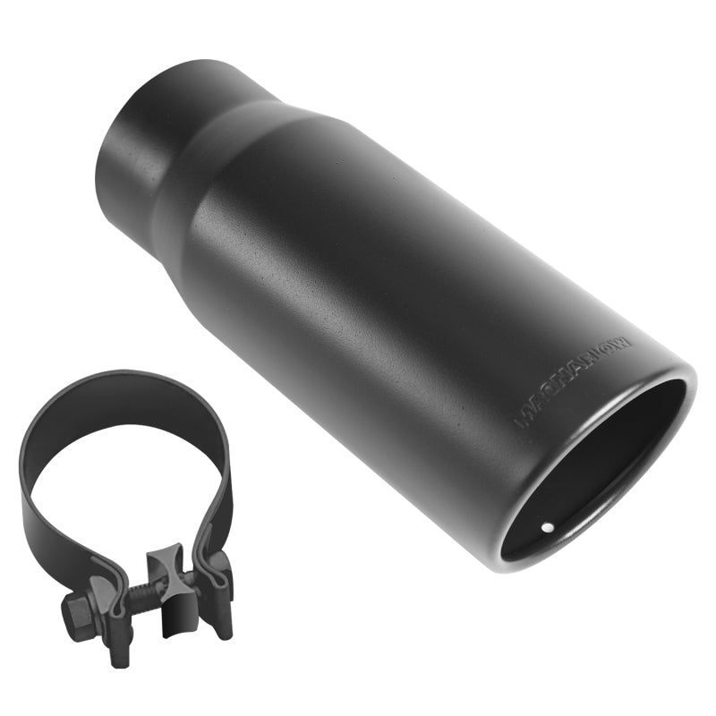 MagnaFlow Tip Stainless Black Coated Single Wall Round Single Outlet 5in Dia 4in Inlet 13in L Secondary image
