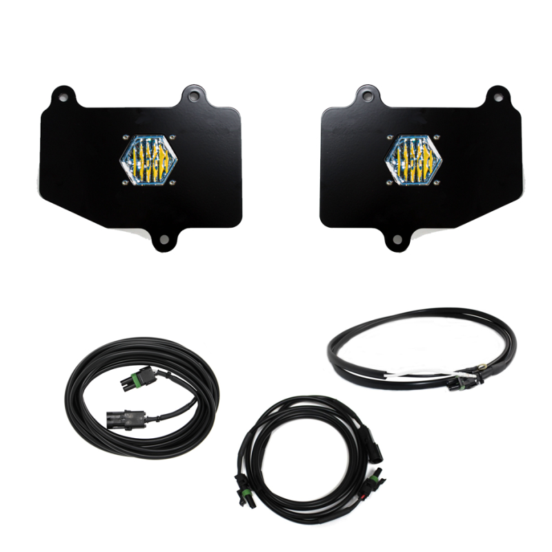 Baja Designs 18+ Jeep Wrangler JT Dual S1 Reverse Kit w/ Upfitter with lighting components and wiring.