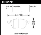 Hawk 00-06 Audi TT/00-06 TT Quattro 1.8L / 99-04 VW Golf GTI 2.8L Blue 9012 Race Front Brake Pads specifications