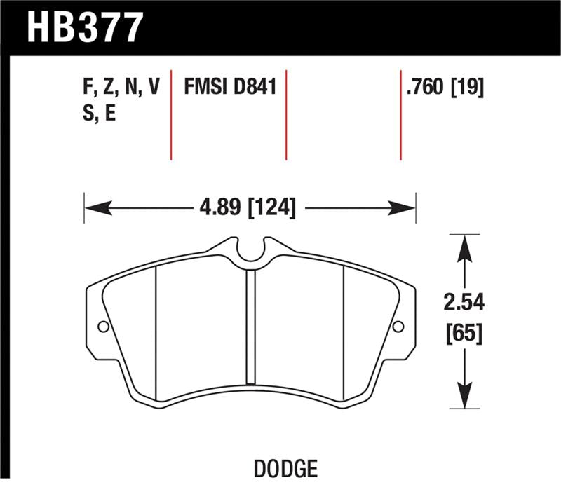 Hawk SRT4 HP+ Street Front Brake Pads specifications for Dodge.