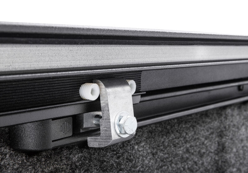 Close-up of Retrax 2007-2020 Toyota Tundra CrewMax 5.5ft Bed RetraxPRO XR with Deck Rail System