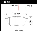 Hawk 08-11 Scion xB / 09-10 Toyota Corolla rear brake pad diagram