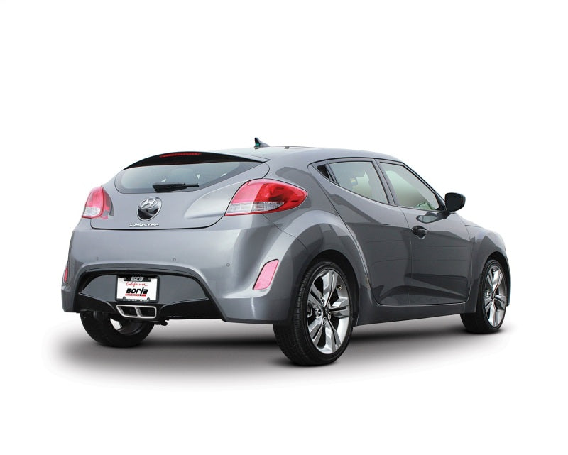 Borla 12-14 Veloster 1.6L AT/MT FWD 2dr 2.25in No Tips SS Exhaust (rear section only) installed on a silver Veloster.