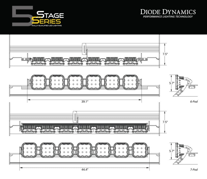 Diode Dynamics Prinsu/Sherpa Roof Racks- SS5 7-Pod CrossLink Mounting Kit Sport White Driving Secondary image