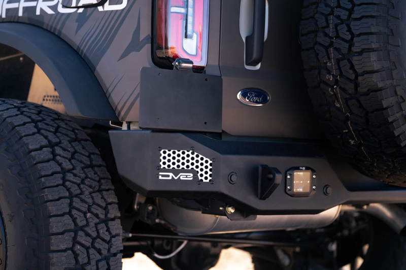 DV8 Offroad 21-22 Ford Bronco MTO Series Rear Bumper with offroad lighting and accessories