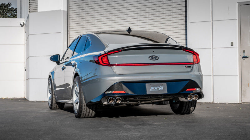 Borla 21-23 Hyundai Sonata N Line 2.5L i4 AT FWD 4DR 2.00in 2.75in S-Type Exhaust on vehicle rear view
