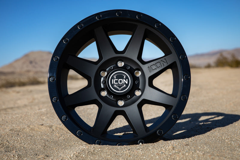 ICON Rebound 18x9 6x135 6mm Offset 5.25in BS 87.1mm Bore Double Black Wheel for offroad truck accessories online.