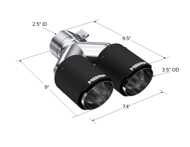 MBRP Universal Carbon Fiber Dual Tip 3.5in OD/2.5in Inlet Secondary image