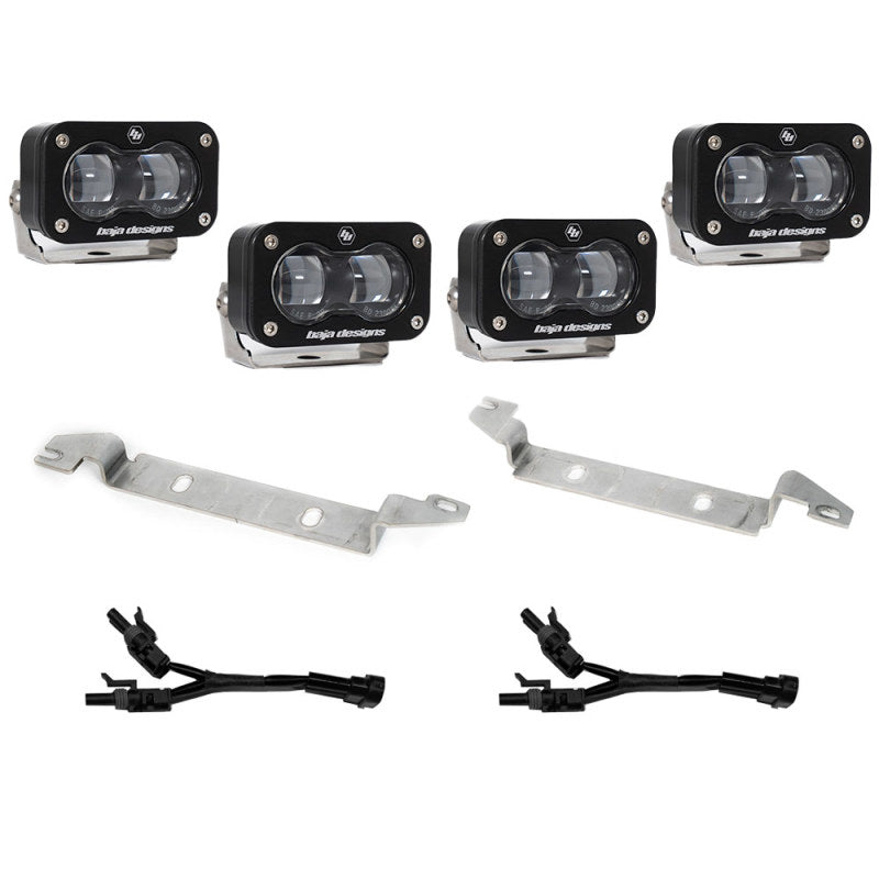 Baja Designs 2022+ Toyota Tundra S2 SAE OEM Fog Light Replacement Kit - Clear components including brackets and wiring
