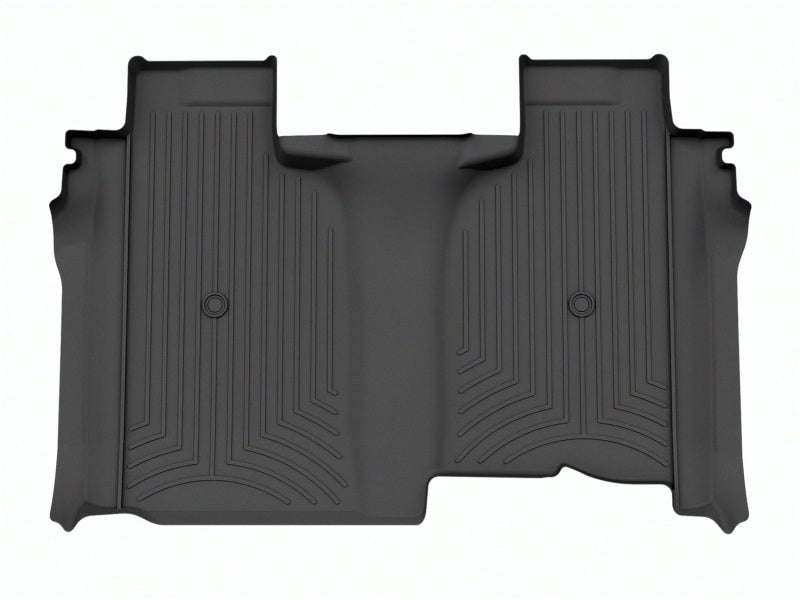 WeatherTech 2019+ Chevrolet Silverado 1500 Crew Cab Rear FloorLiner - Black for offroad performance upgrades. Main image