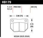 Hawk 89-93 Nissan 300ZX / 89-95 Skyline / 06-07 Subaru Impreza WRX Race HT-10 Rear Brake Pads specifications diagram