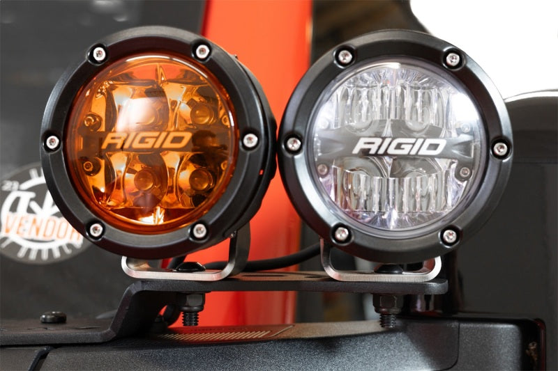 Addictive Desert Designs21-23 Ford Bronco/Raptor Dual Ditch Light Brackets with amber and clear pod lights