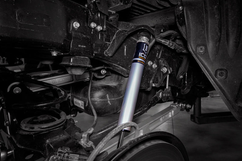 ICON 22+ Toyota Tundra 0-1in Rear 2.0 Aluminum Series Shock VS IR installed on truck suspension