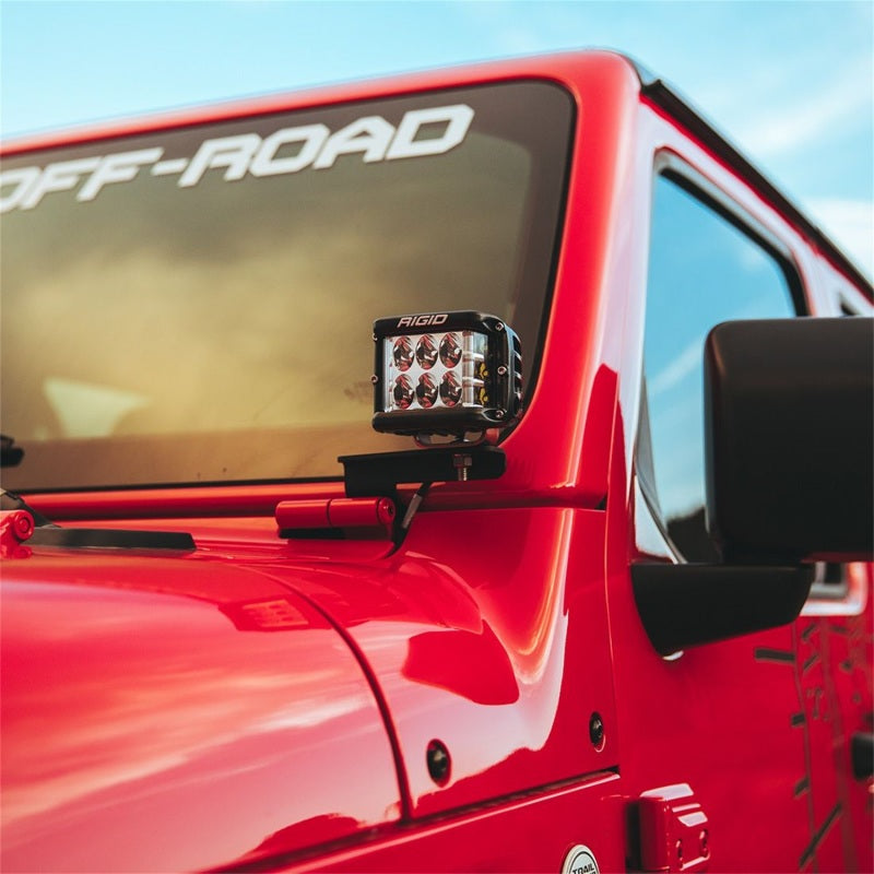 Rigid Industries 2018 Jeep JL - A-Pillar Mount Kit - Mounts Set of D / D-SS / SR-M / Ignite Series with offroad lighting accessories.