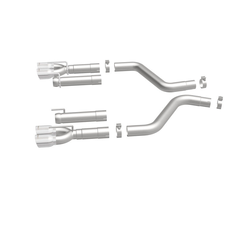 MagnaFlow Axle-Back, SS, 3in, Quad Split Rear 3.5 Tips 2015 Dodge Challenger incl SRT Hellcat exhaust system components