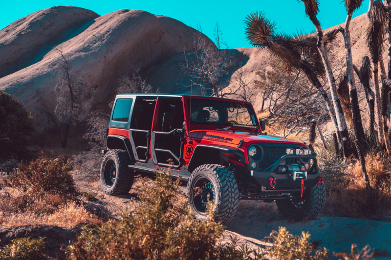 Body Armor 4x4 07-18 Jeep Wrangler JK Tube Doors Front Pair on rugged terrain