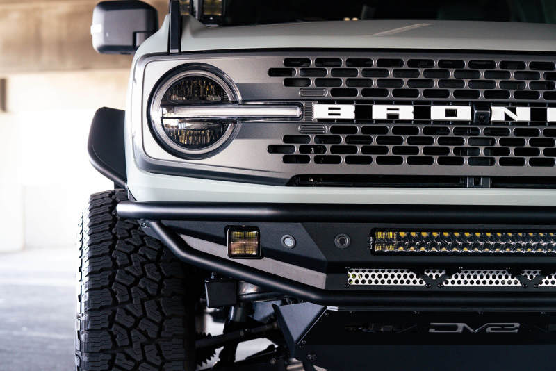 DV8 Offroad 21-22 Ford Bronco Competition Series Front Bumper with skid plate and offroad lighting