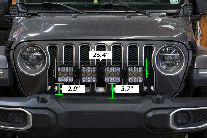 Diode Dynamics Jeep JL SS5 4-Pod CrossLink Grille Lightbar Kit Sport - Yellow Combo Secondary image