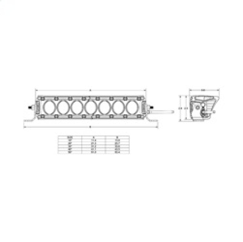 Rigid Industries Revolve 40in Bar w/Amber Trim Ring technical drawing