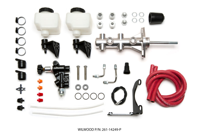 Wilwood Tandem Remote M/C Kit w L/H Bracket & Prop Valve - 7/8in Bore Ball Burnished-W/Pushrod Secondary image