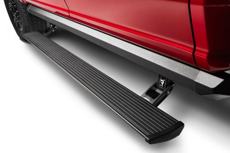 AMP Research 2018 Dodge Ram Crew Cab PowerStep XL - PNP installed on a red truck.
