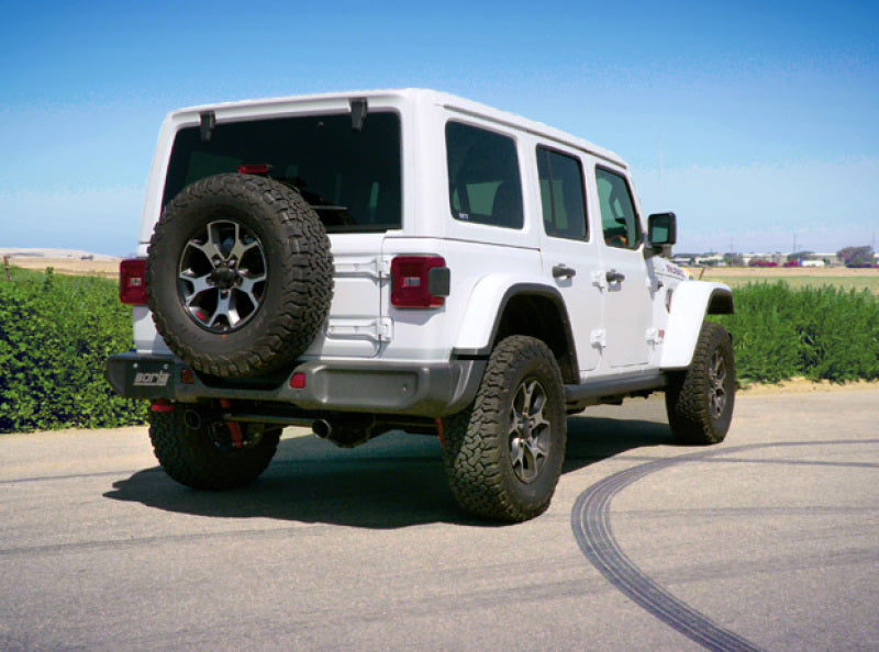 Borla 18-19 Jeep Wrangler JL/JLU 2.0L 4Cyl 2DR/4DR Axle Back Exhaust ATAK w/ 2.5in Tips - Black on offroad vehicle