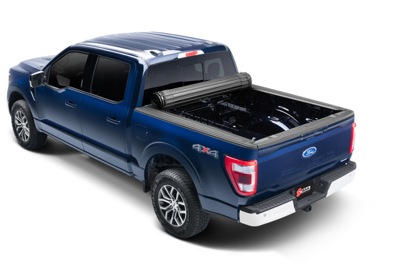 BAK 21-22 Ford F-150 (Incl. 2022 Lightning) Revolver X4s 5.7ft Bed Cover on blue truck