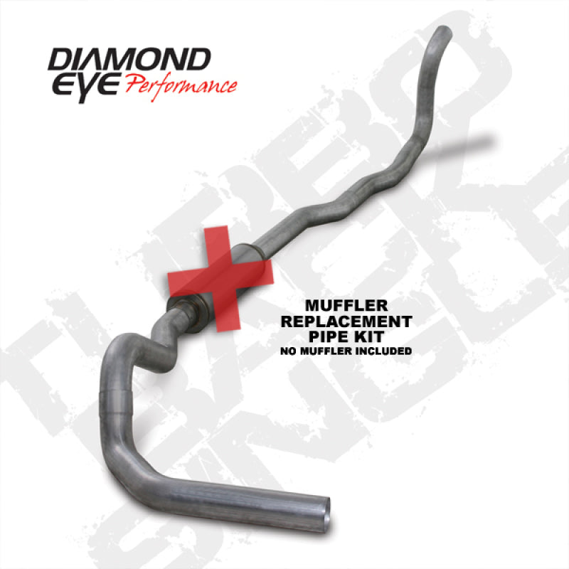 Diamond Eye KIT 4in Turbo Back MFLR RPLCMENT PIPE SGL AL: 89-93 DODGE CUMMINS 5.9L Secondary image