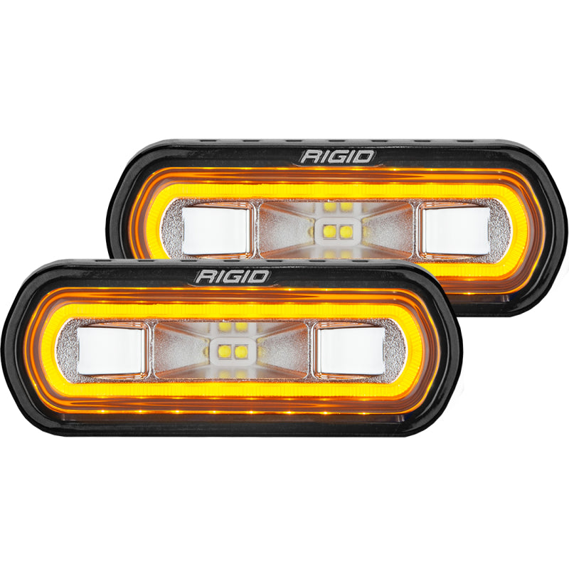 Rigid Industries SR-L Series Surface Mount LED Spreader Pair w/ Amber Halo - Universal for offroad lighting and electrical Main image