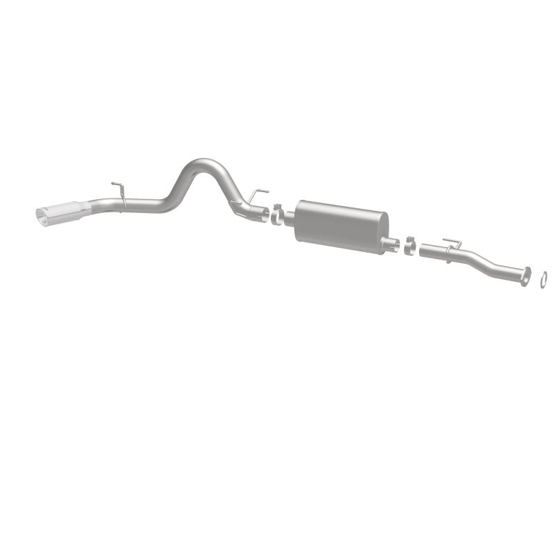 MagnaFlow Cat-Back 2016 Toyota Tacoma 3.5L V6 SS 3in Single Pass Side Exit Rear 4in Tip exhaust system for offroad performance upgrades.
