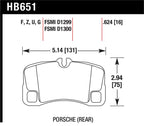 Hawk 07-08 Porsche 911 Turbo/911 GT3 Rear Brake Pad Diagram