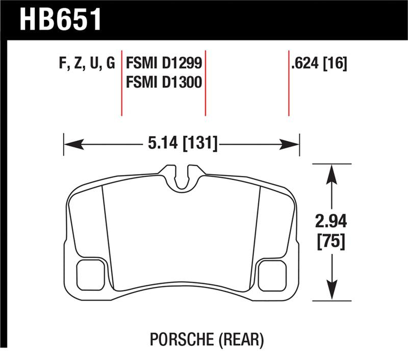 Hawk 07-08 Porsche 911 Turbo/911 GT3 Rear Brake Pad Diagram