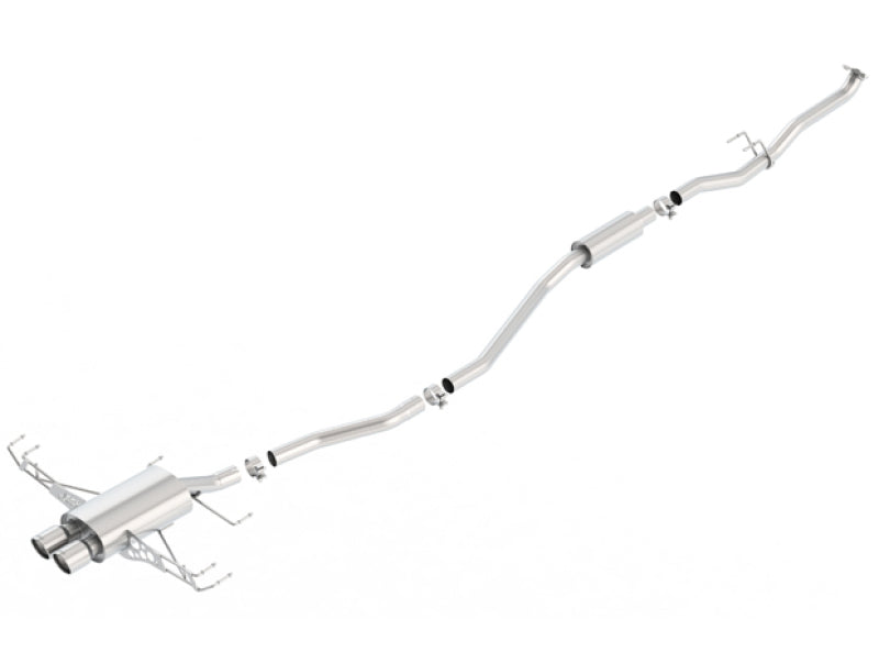 Borla 16-17 Honda Civic Sport 1.5L AT/MT Hatchback S-Type Catback Exhaust system with polished T-304 stainless steel tips.