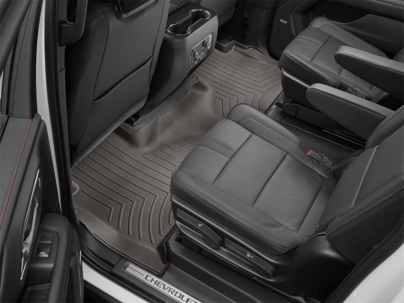 WeatherTech 21+ Escalade / ESV, Tahoe / Suburban, and Yukon / Yukon Denali Rear FloorLiner - Cocoa in vehicle interior.