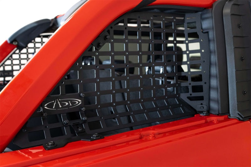 Addictive Desert Designs21-23 Ford Bronco & Bronco Raptor Rear Window Molle Storage Panels close-up showing durable organization.