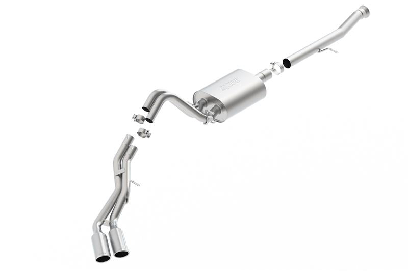 Borla 15-16 Cadillac Escalade ESV/Yukon Denali XL 6.2L V8 AT Split Side Ext SS S-Type CB Exhaust components and design.