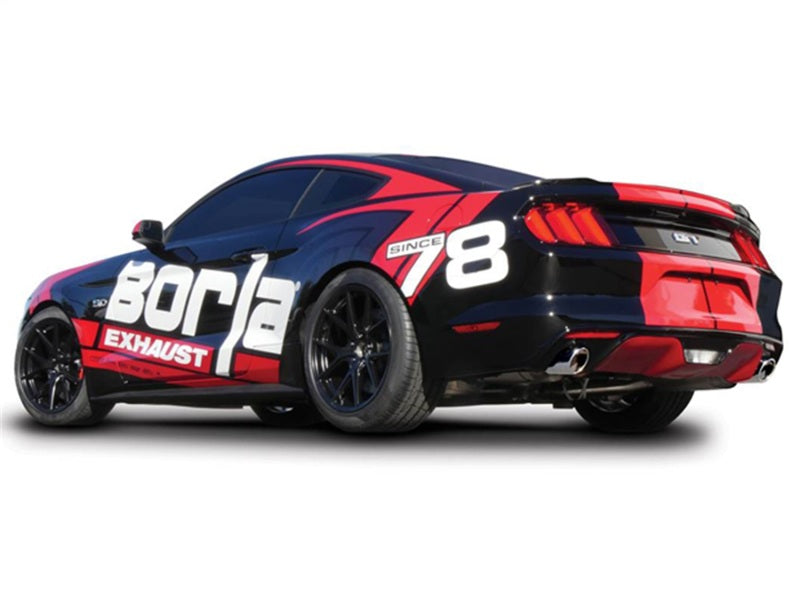 Borla Atak S Cat-Back 15-17 Ford Mustang GT 5.0L V8 MT/AT 2.5in pipe 4in tip on custom black and red Mustang