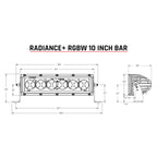 Rigid Industries Radiance+ 10in. RGBW Light Bar dimensions