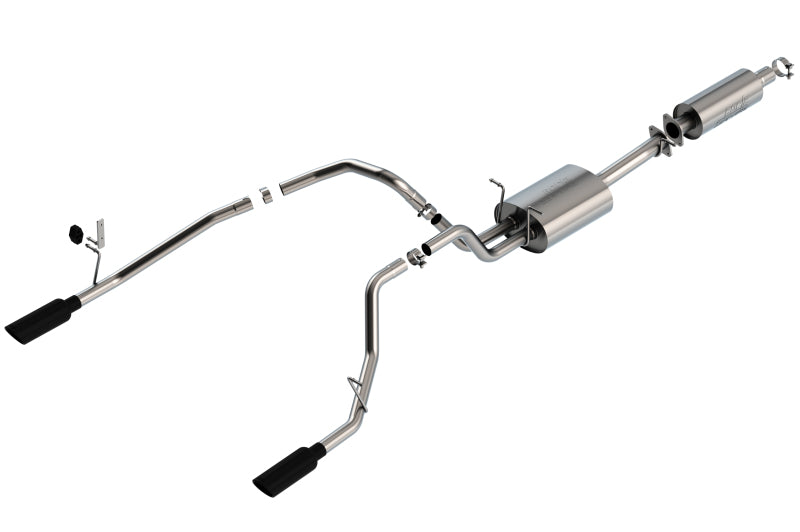 Borla 19-22 RAM 1500 3.6L V6 4DR 140.5/144.6/153.5 WB 2.25in S-Type Cat-Back - Black Chrome Tip exhaust system Main image